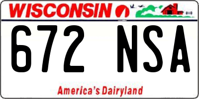 WI license plate 672NSA