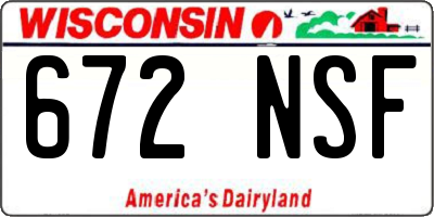 WI license plate 672NSF