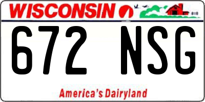 WI license plate 672NSG