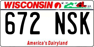 WI license plate 672NSK