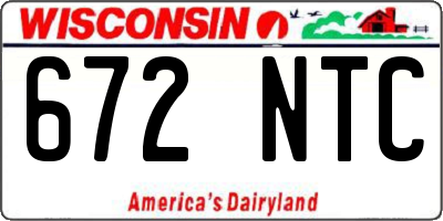 WI license plate 672NTC
