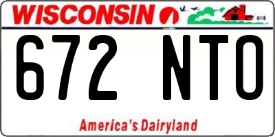WI license plate 672NTO