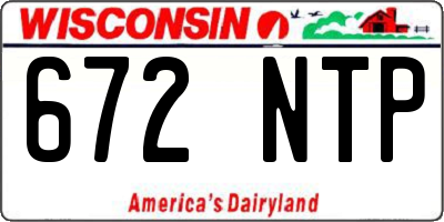 WI license plate 672NTP