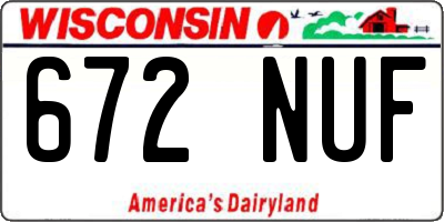 WI license plate 672NUF
