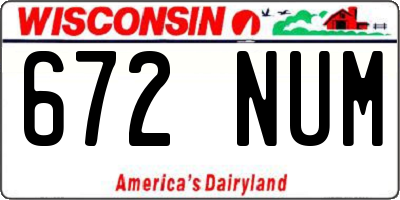 WI license plate 672NUM