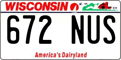 WI license plate 672NUS