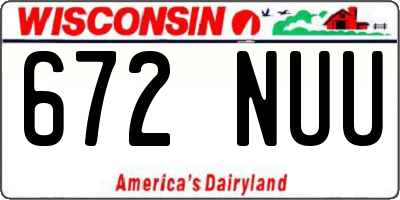 WI license plate 672NUU