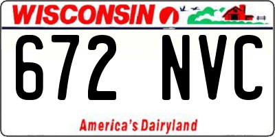 WI license plate 672NVC