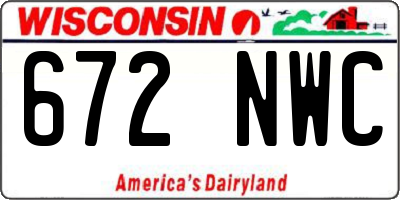 WI license plate 672NWC