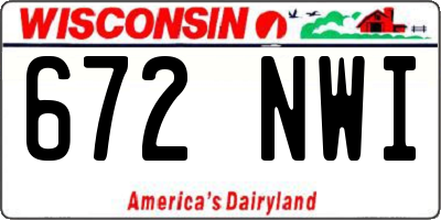 WI license plate 672NWI