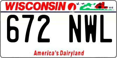 WI license plate 672NWL