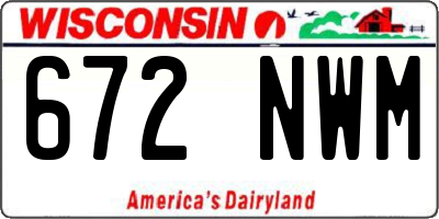 WI license plate 672NWM