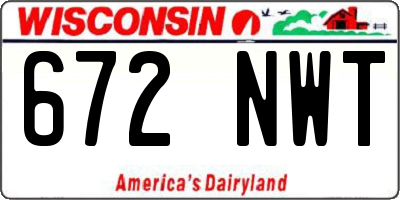 WI license plate 672NWT