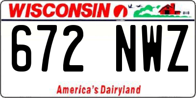 WI license plate 672NWZ