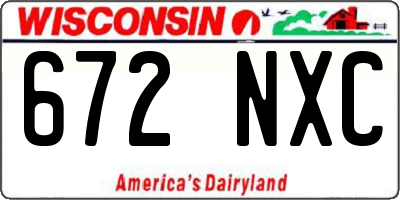 WI license plate 672NXC