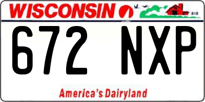 WI license plate 672NXP