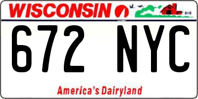 WI license plate 672NYC