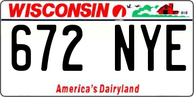 WI license plate 672NYE