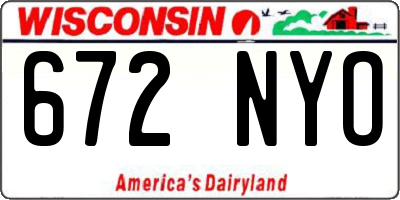 WI license plate 672NYO