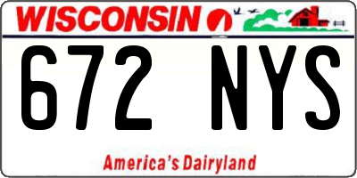 WI license plate 672NYS