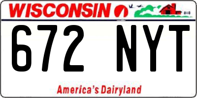 WI license plate 672NYT