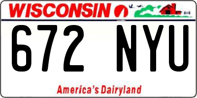 WI license plate 672NYU