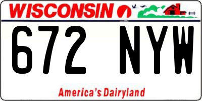 WI license plate 672NYW
