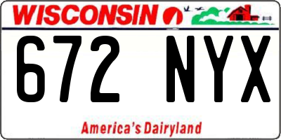 WI license plate 672NYX