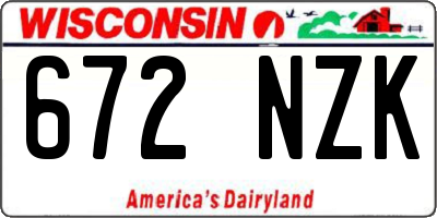 WI license plate 672NZK