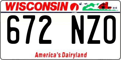WI license plate 672NZO