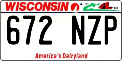 WI license plate 672NZP