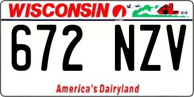 WI license plate 672NZV