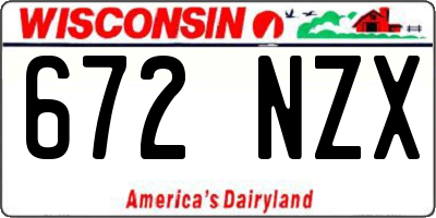 WI license plate 672NZX