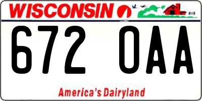 WI license plate 672OAA