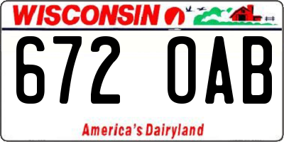 WI license plate 672OAB