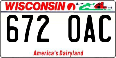 WI license plate 672OAC