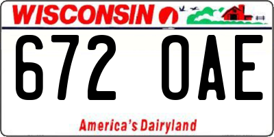 WI license plate 672OAE