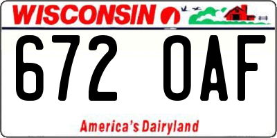 WI license plate 672OAF