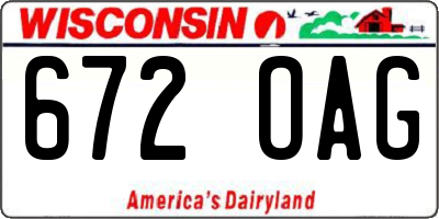 WI license plate 672OAG