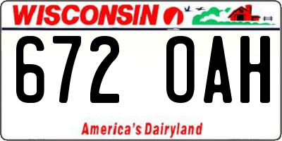 WI license plate 672OAH