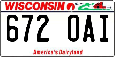 WI license plate 672OAI