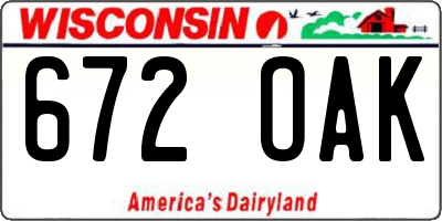 WI license plate 672OAK