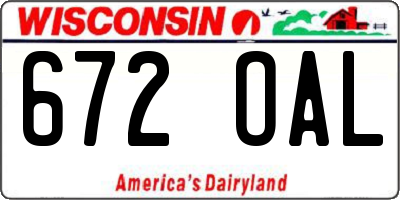 WI license plate 672OAL