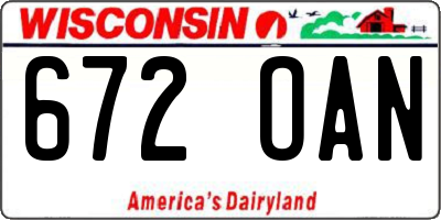 WI license plate 672OAN