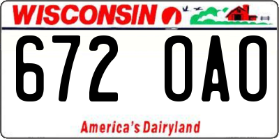 WI license plate 672OAO