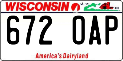 WI license plate 672OAP