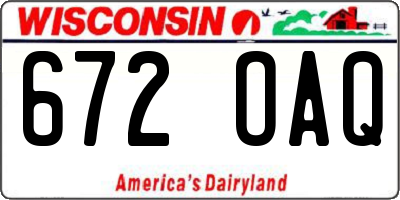 WI license plate 672OAQ