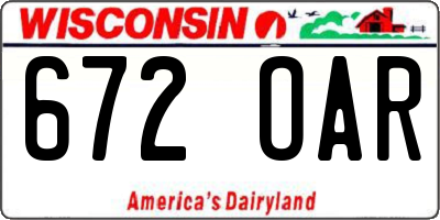 WI license plate 672OAR