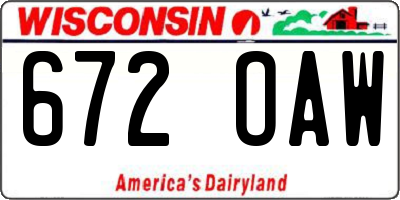 WI license plate 672OAW
