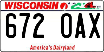 WI license plate 672OAX